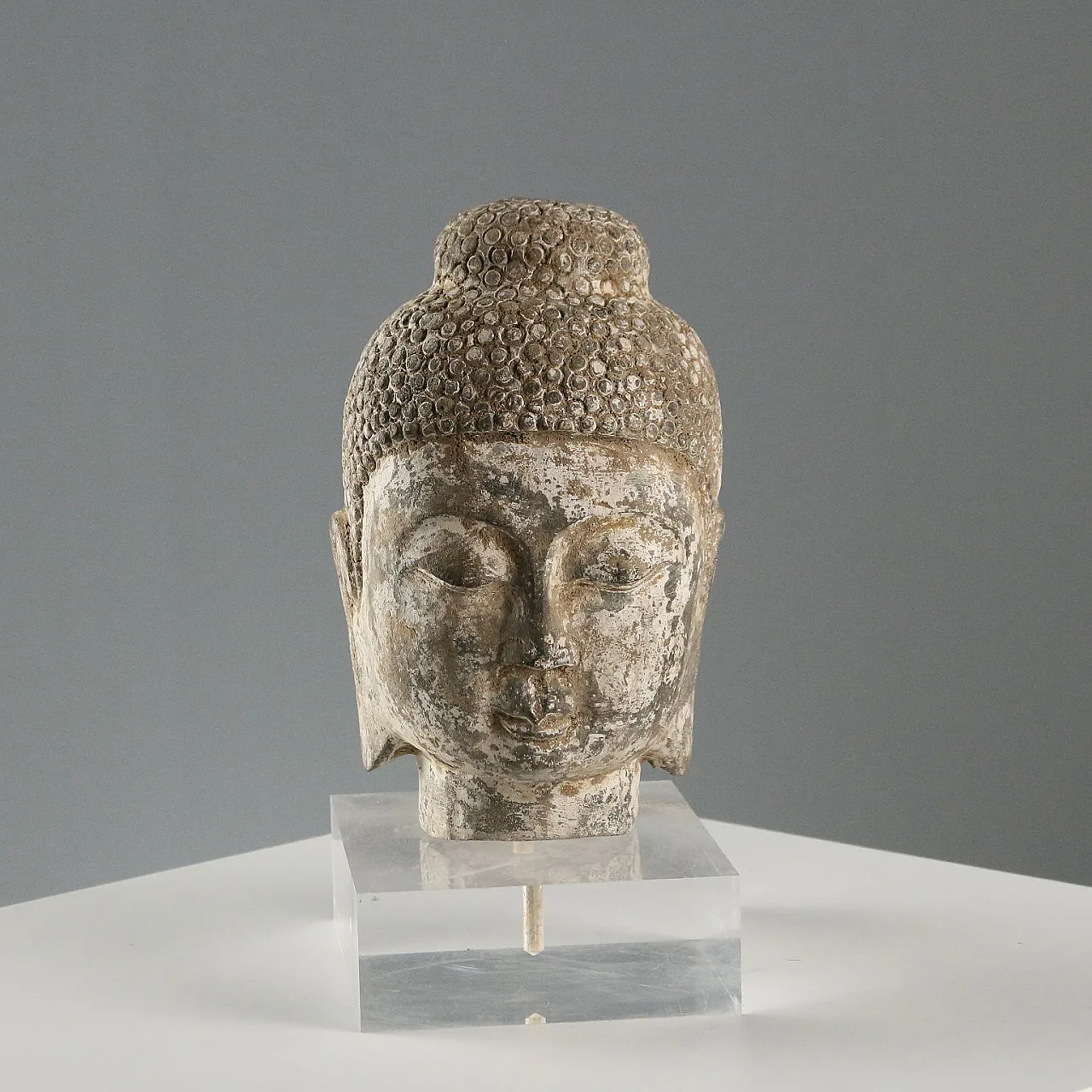 Testa di Buddha, scultura in pietra, '900 1