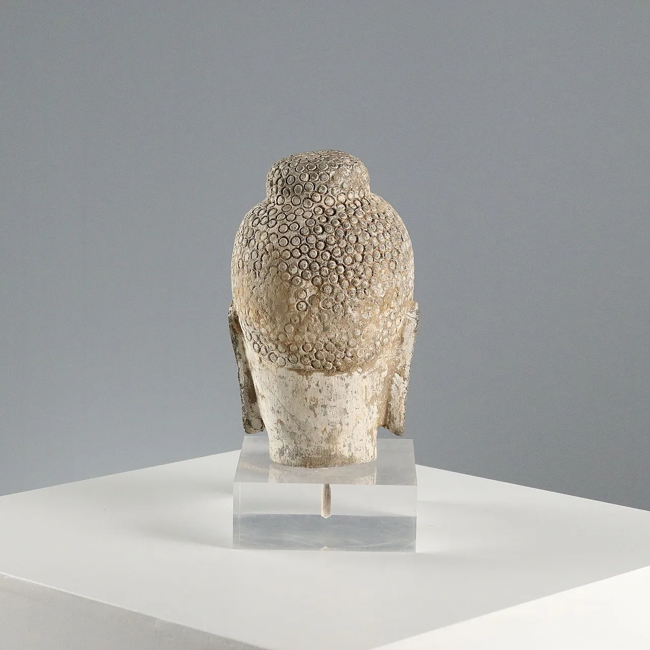 Testa di Buddha, scultura in pietra, '900 3