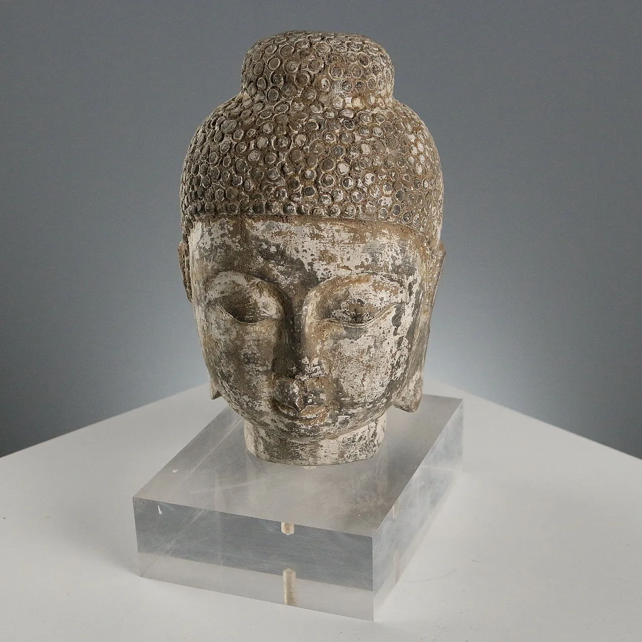 Testa di Buddha, scultura in pietra, '900 5
