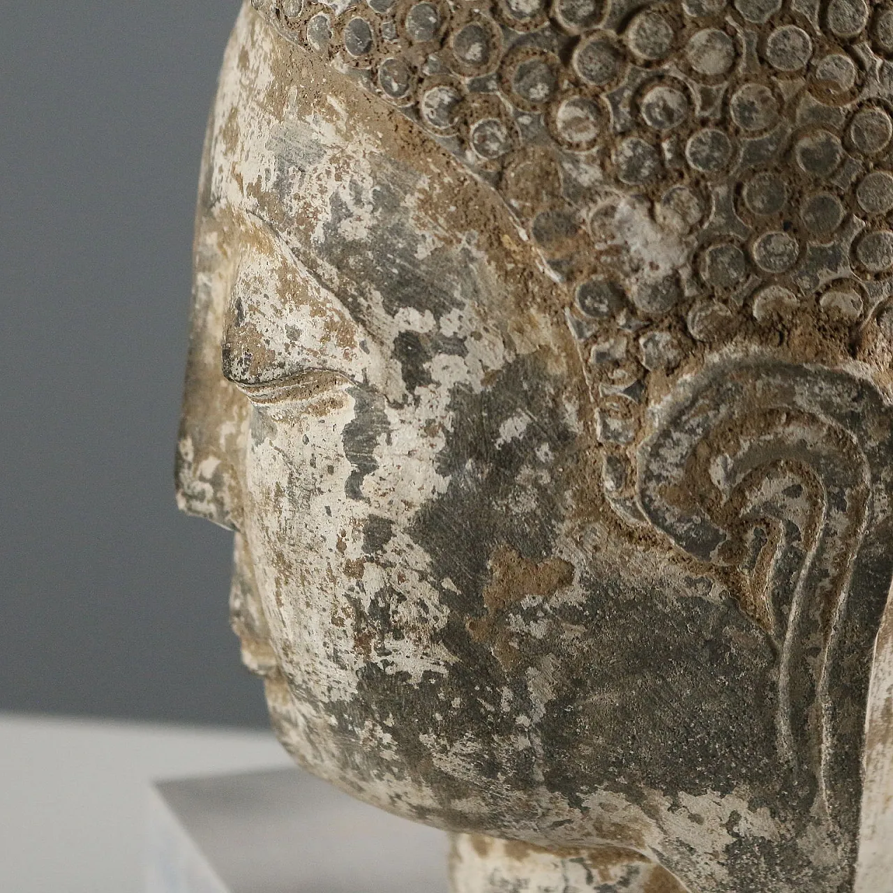 Testa di Buddha, scultura in pietra, '900 8