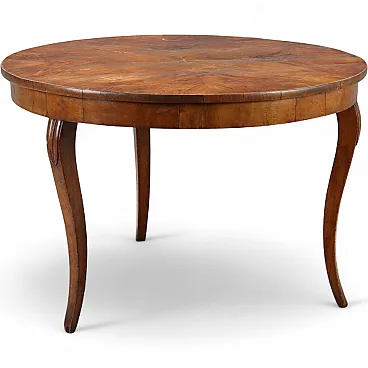 Round table with drawer and wavy legs, 19th century