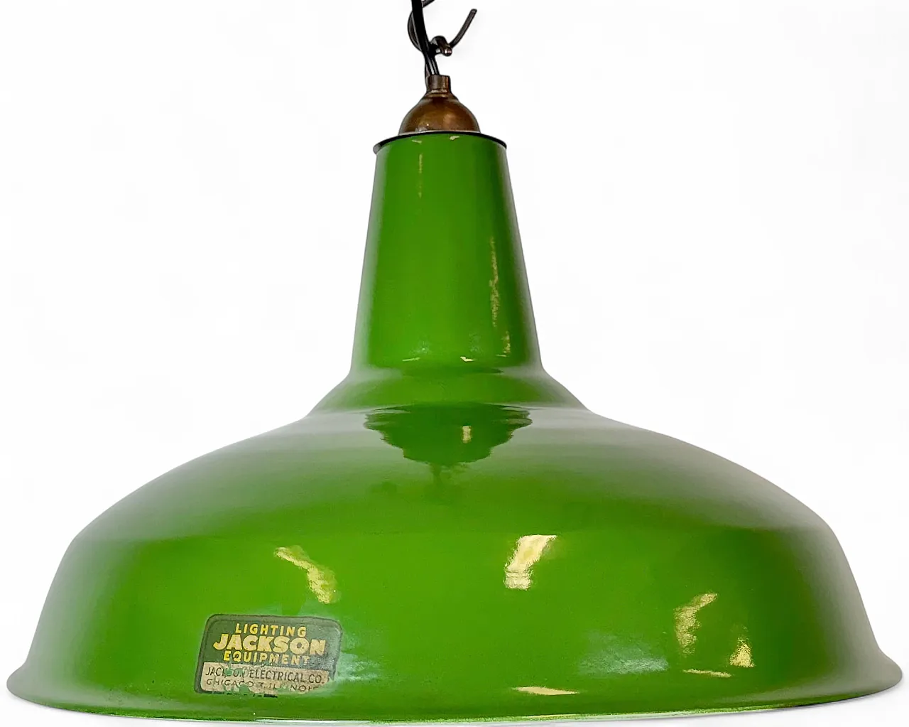 Lampada industriale in smalto verde di Jackson Electrical, anni '70 19