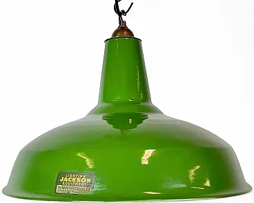Lampada industriale in smalto verde di Jackson Electrical, anni '70