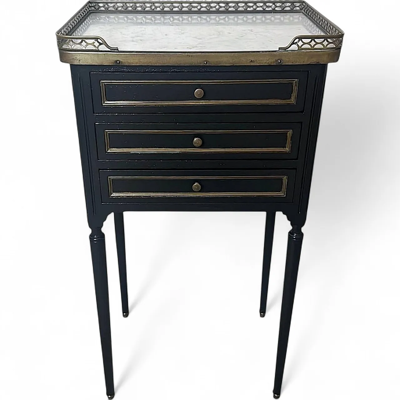 Night stand in lacquered wood and Carrara marble, 19th century 21