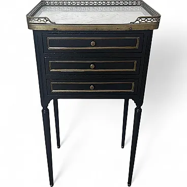 Night stand in lacquered wood and Carrara marble, 19th century