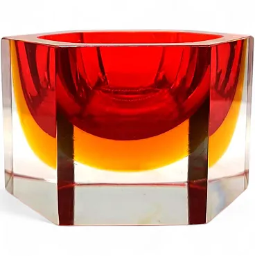 Hexagonal ashtray in Murano glass by Flavio Poli for Seguso, 1960s