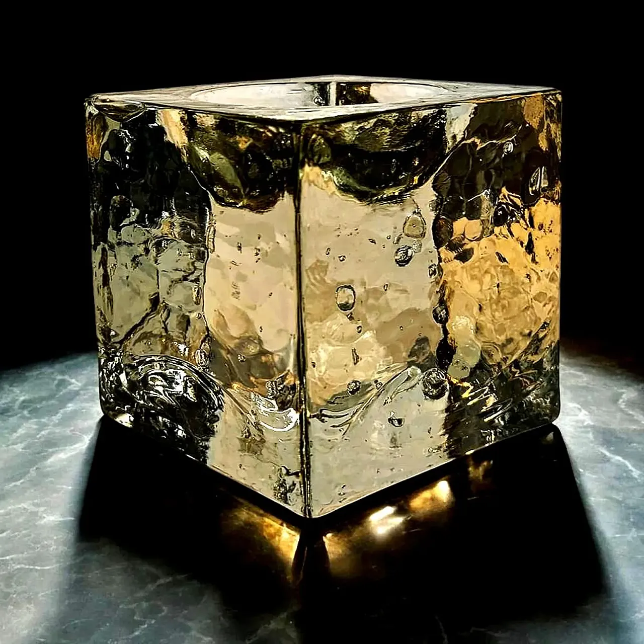 Ashtray in Murano glass with cube ice effect by PoliArte Murano, 1960s 1