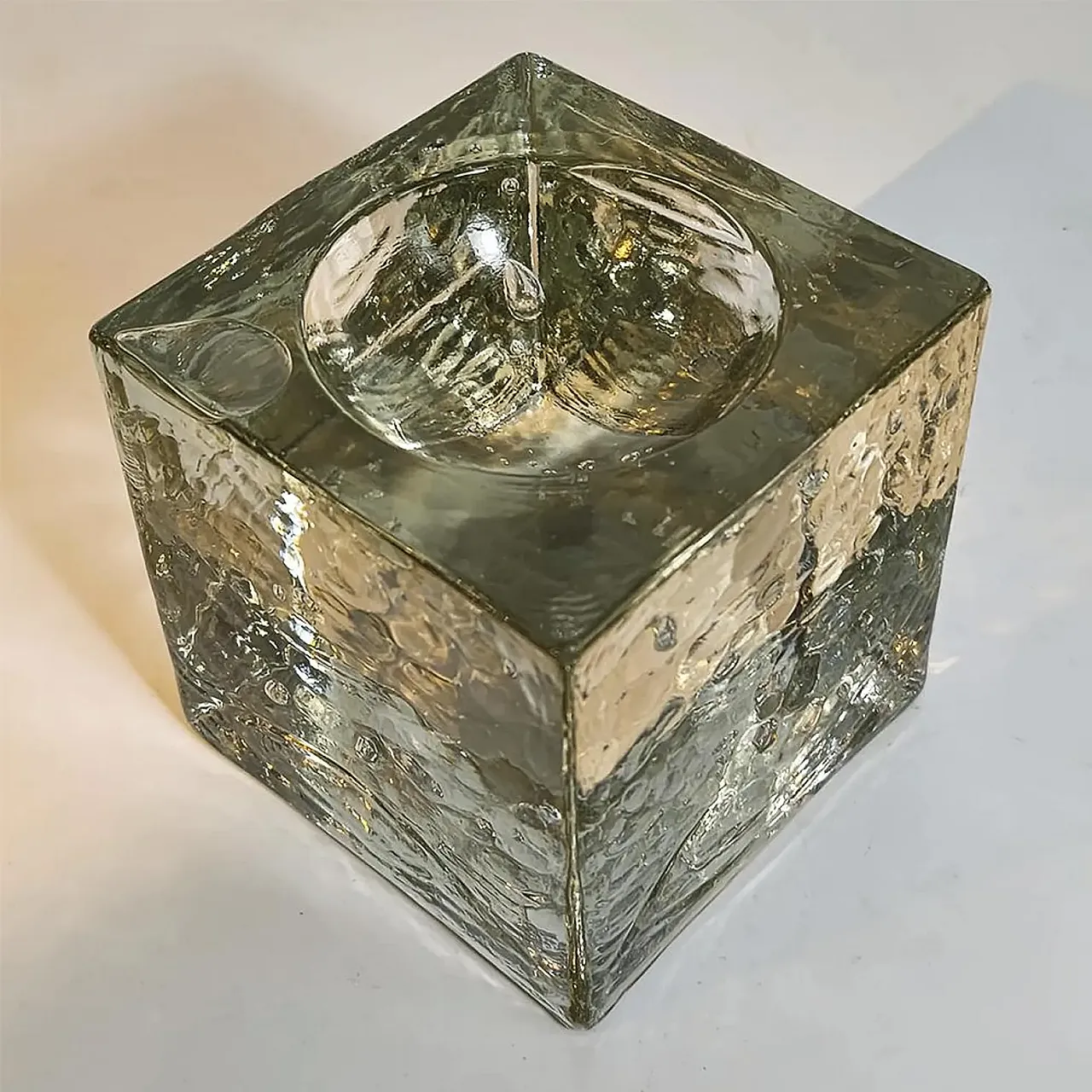 Ashtray in Murano glass with cube ice effect by PoliArte Murano, 1960s 3