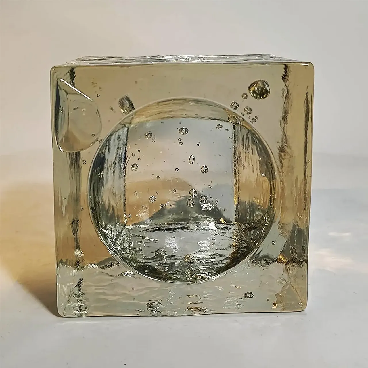 Ashtray in Murano glass with cube ice effect by PoliArte Murano, 1960s 7