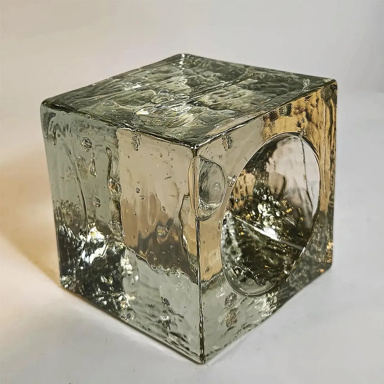 Ashtray in Murano glass with cube ice effect by PoliArte Murano, 1960s 8