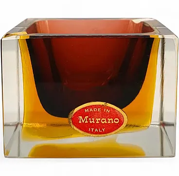 Square ashtray in Murano Glass by Flavio Poli for Seguso, 1960s