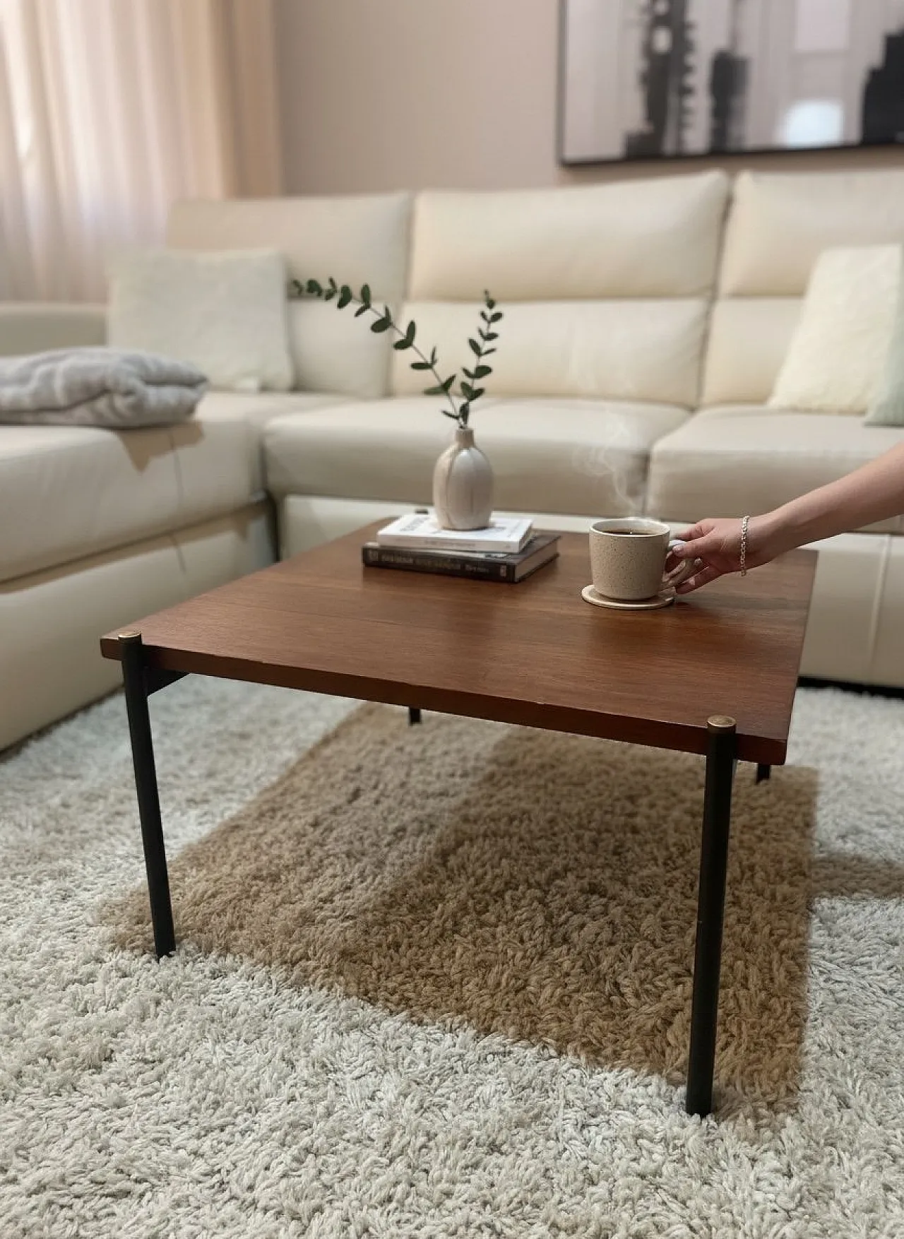 Mid-Century Modern Square Coffee Table by Mobili Pizzetti Roma, Italy, 1960s 2