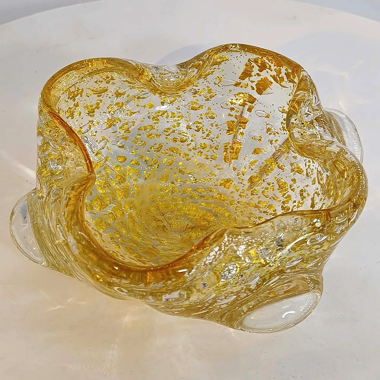 Ashtray in Murano glass with gold finishes, 1950s 2