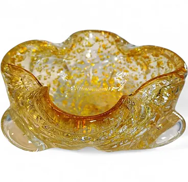 Ashtray in Murano glass with gold finishes, 1950s