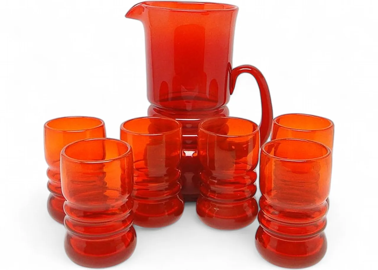 Servizio da succo postmoderno della vetreria Barbara, Polonia, anni '70, set da 7 pezzi 8