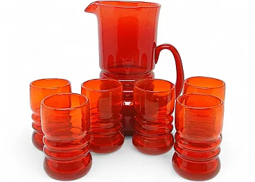 Servizio da succo postmoderno della vetreria Barbara, Polonia, anni '70, set da 7 pezzi