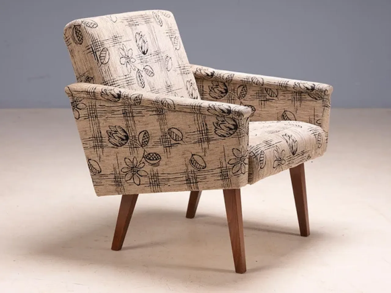 Coppia di poltrone Mid-Century imbottite con tessuto floreale, '900 2