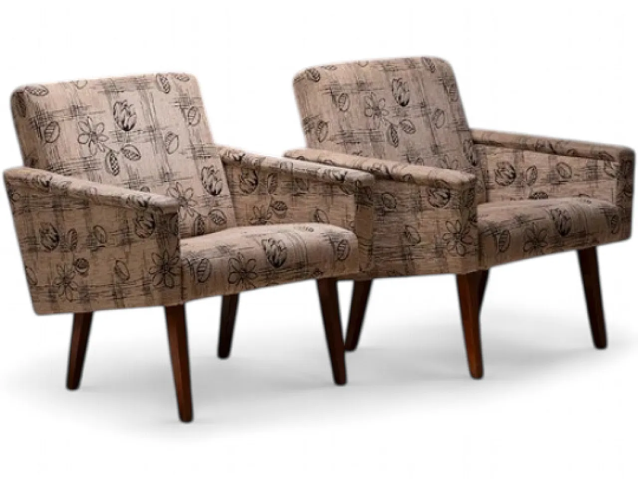 Coppia di poltrone Mid-Century imbottite con tessuto floreale, '900 5