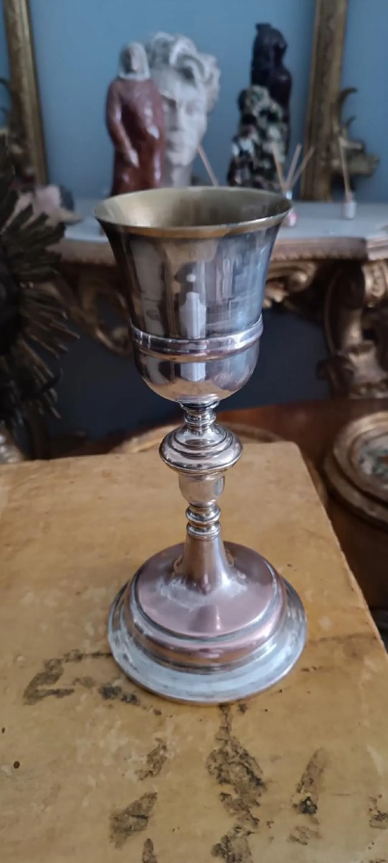 Calice in rame e ottone argentati, '800 7