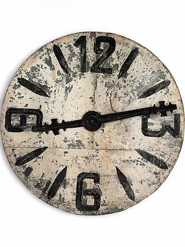 Tower clock in wood and galvanized sheet metal, 20th century