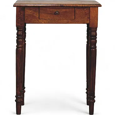 Chestnut turned leg writing desk in mangowood, 2000s