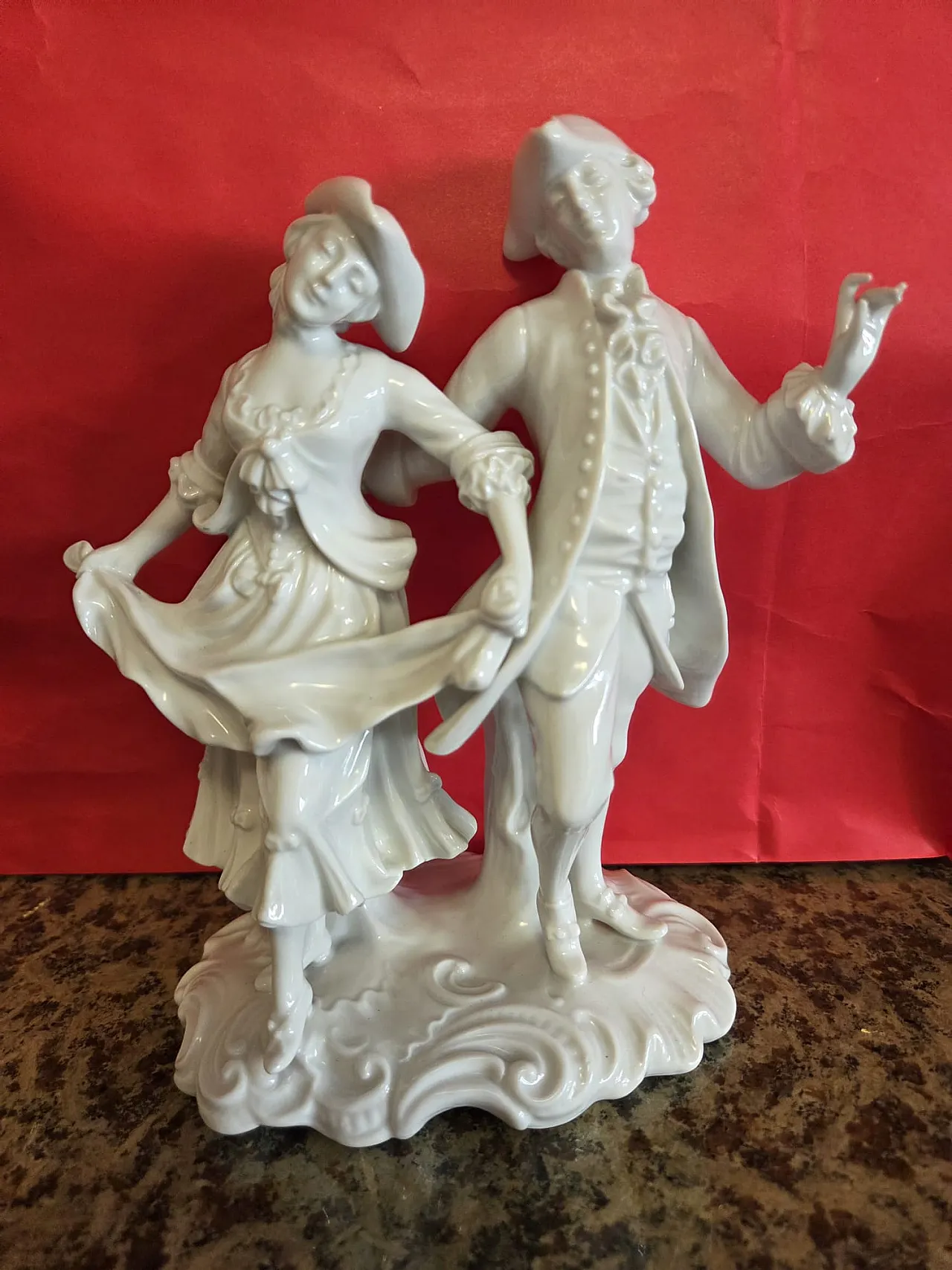 figurine of Dancers, Capodimonte porcelain by Ginori, 1970s 3