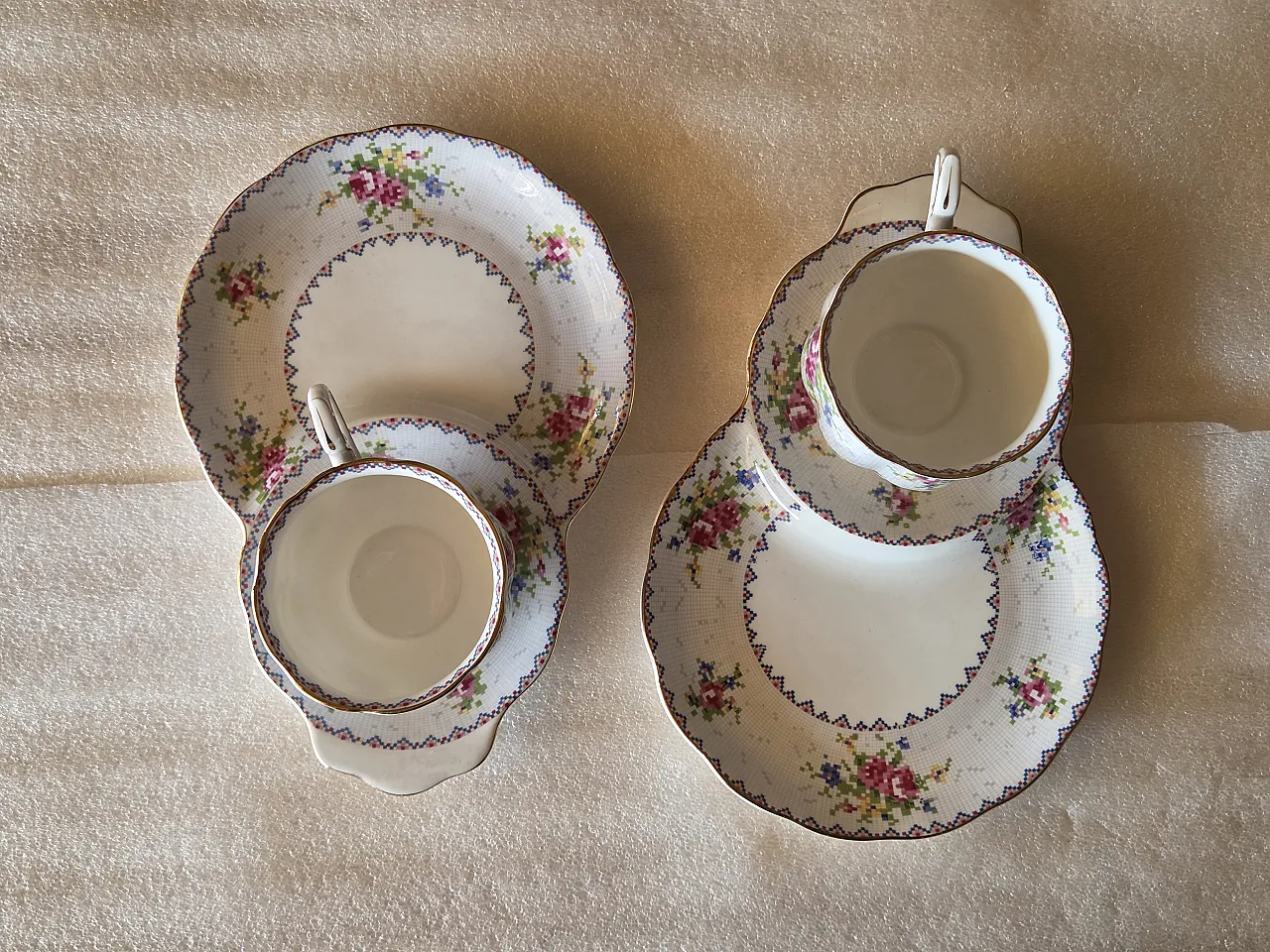 Petit Point tea set in porcelain by Royal Albert, 1960s 1