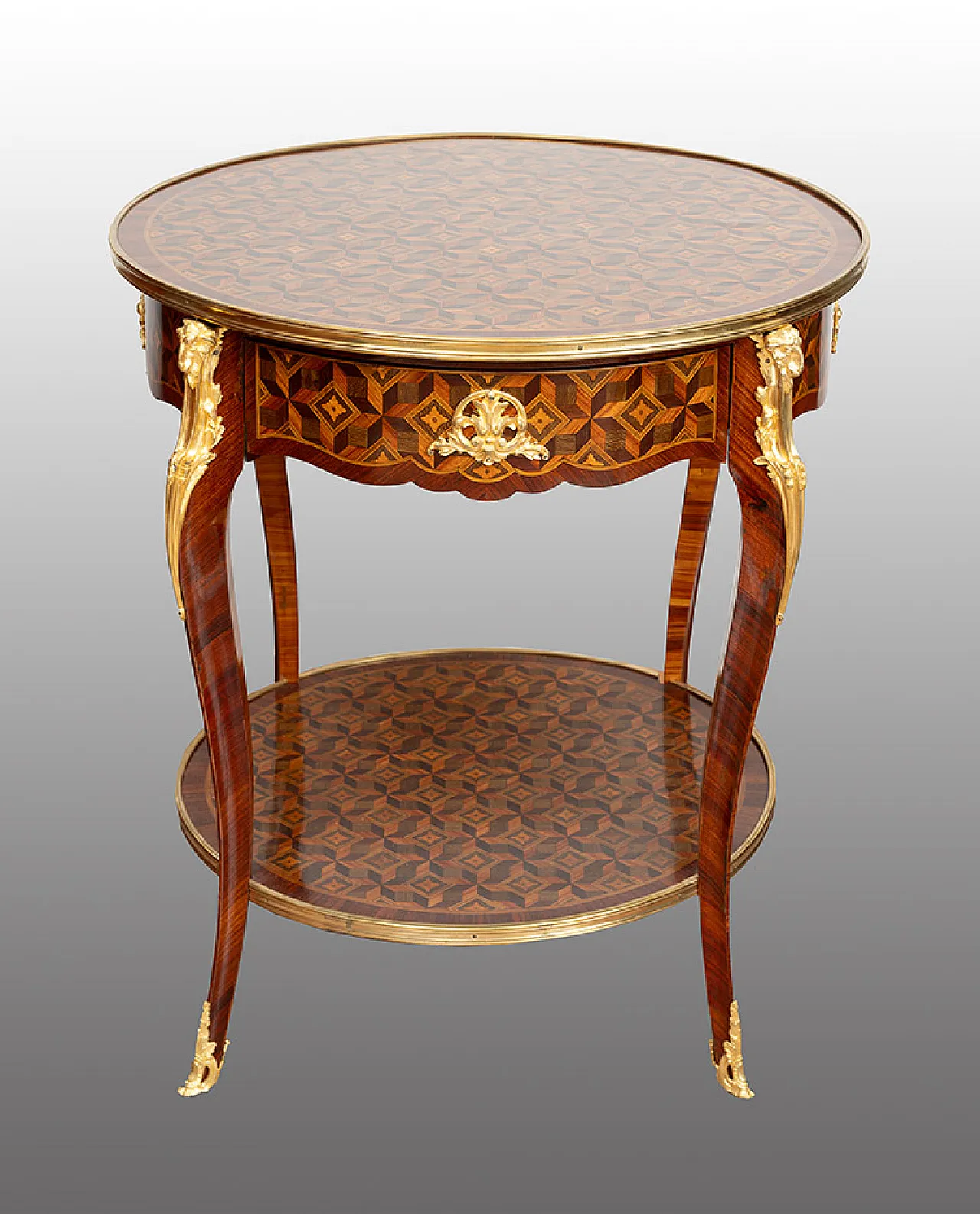 Napoleon III coffee table in fine exotic woods, 19th century 1