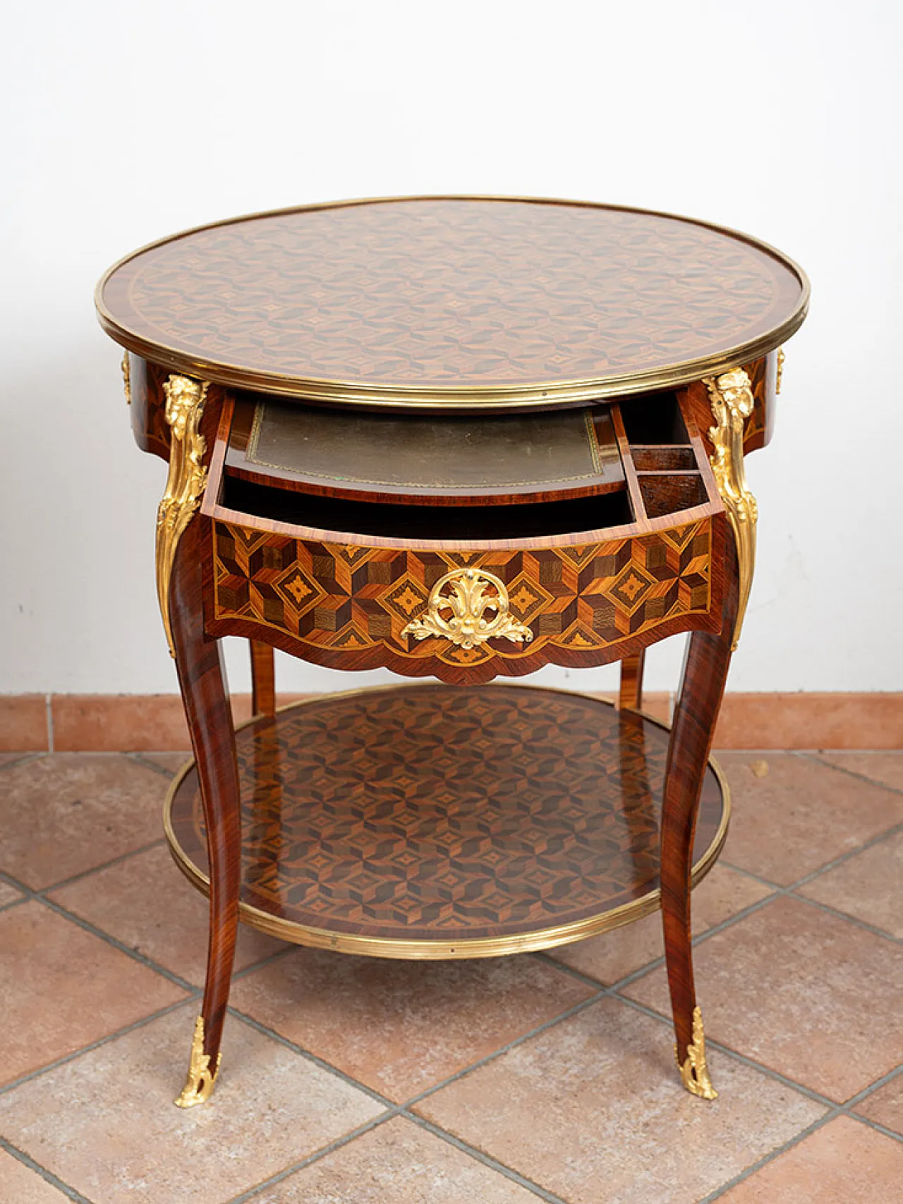 Napoleon III coffee table in fine exotic woods, 19th century 2