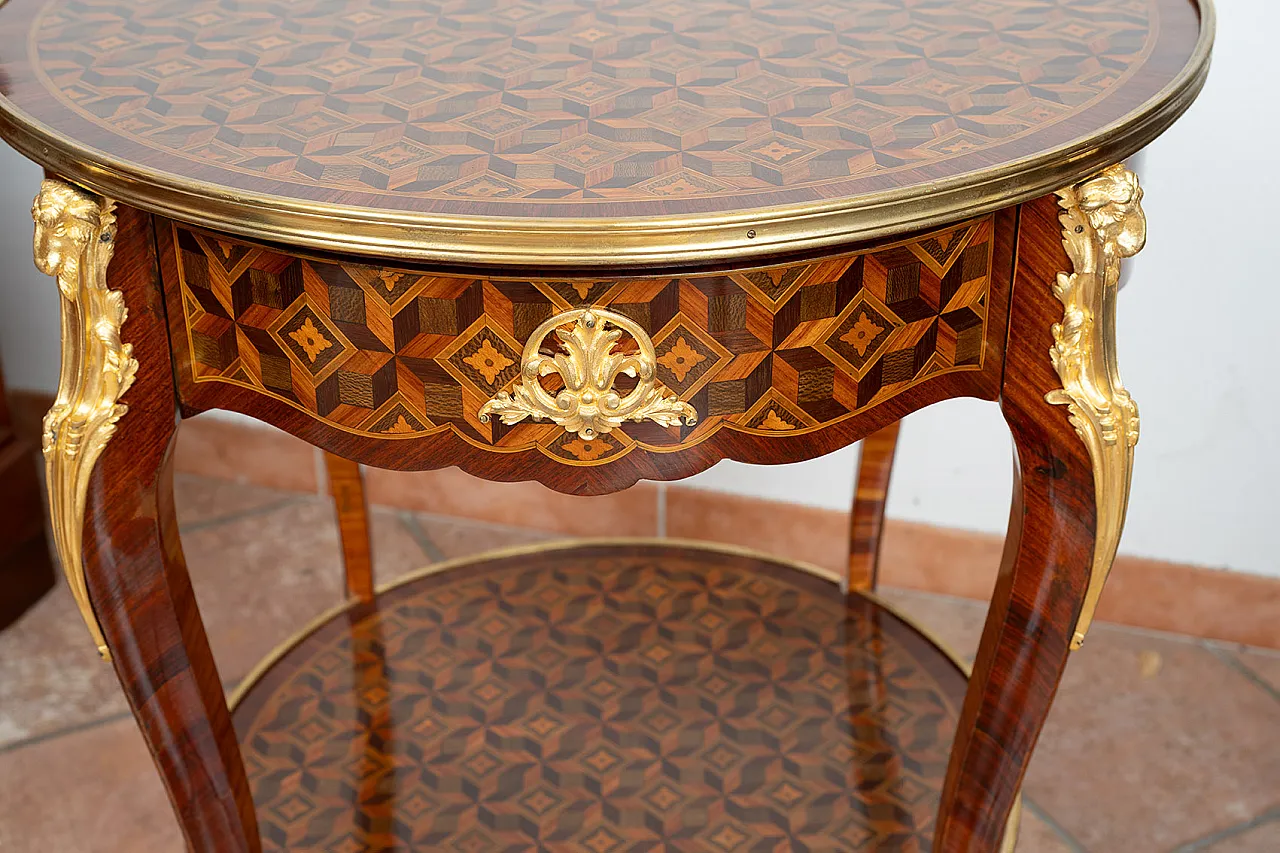 Napoleon III coffee table in fine exotic woods, 19th century 4
