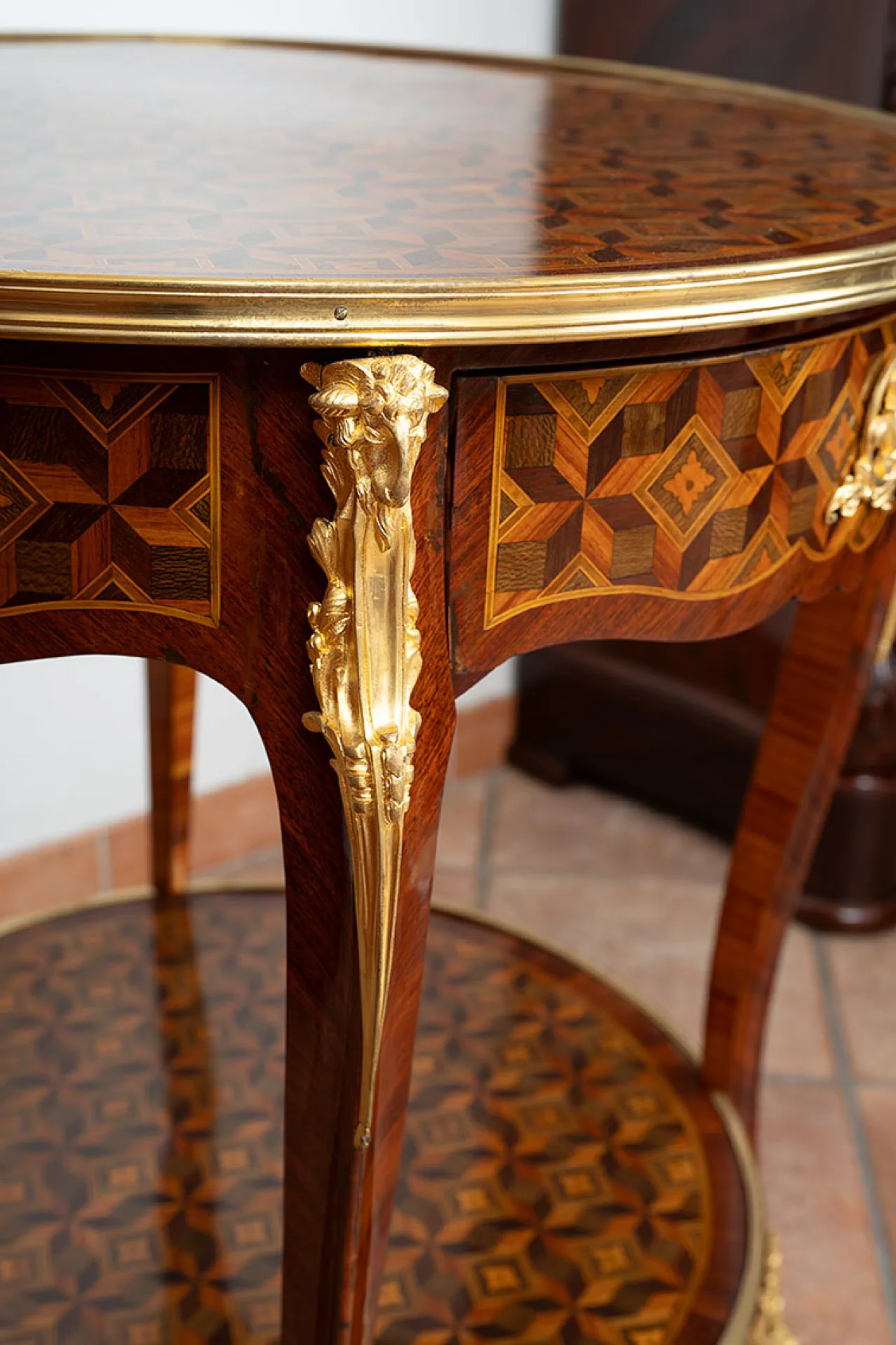 Napoleon III coffee table in fine exotic woods, 19th century 5