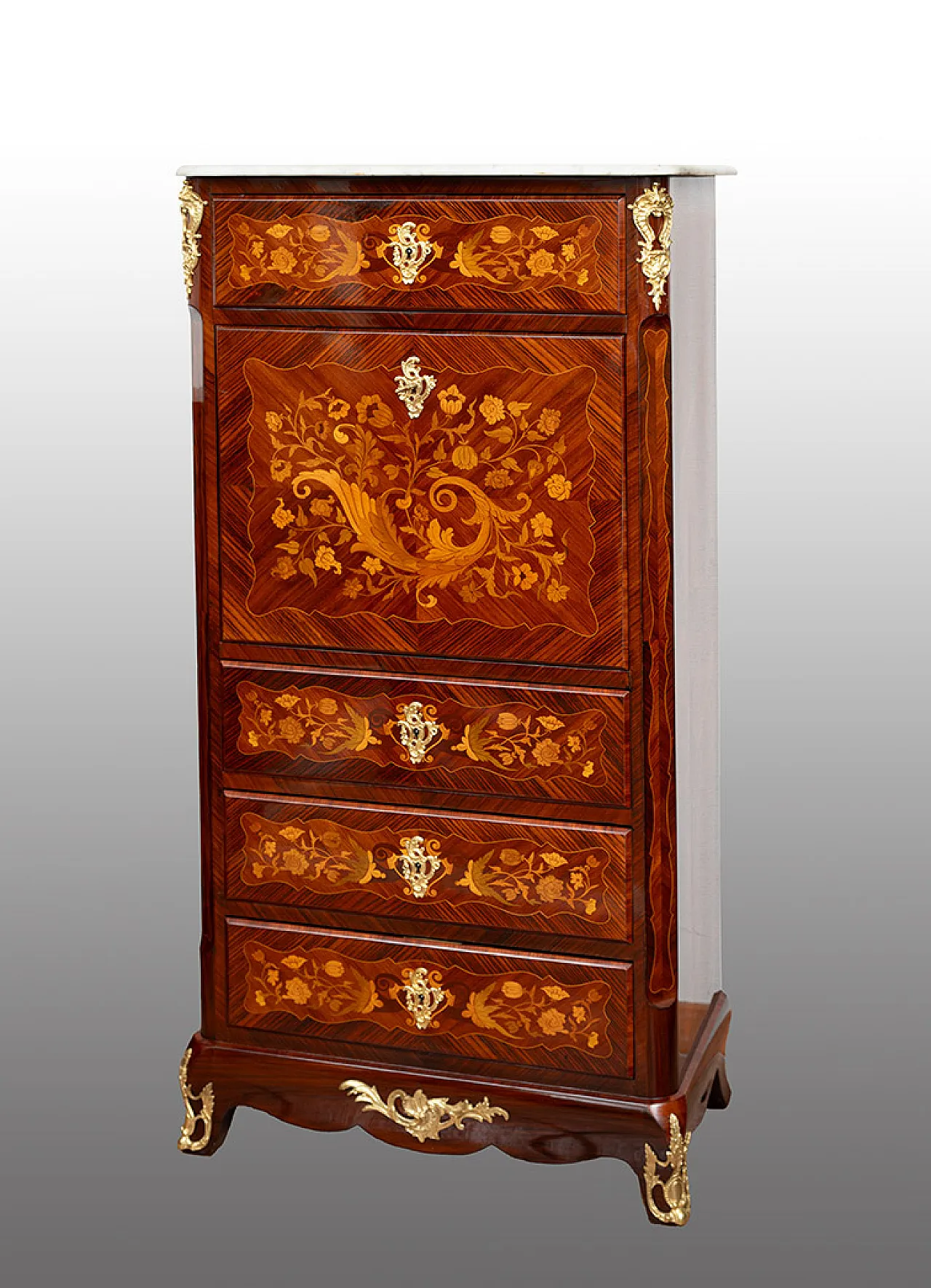 Napoleon III secretaire in precious exotic woods and bronze, 19th c. 1