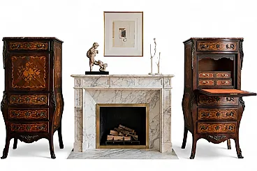 Rare pair of folding secretaires in Louis XV style, 19th century