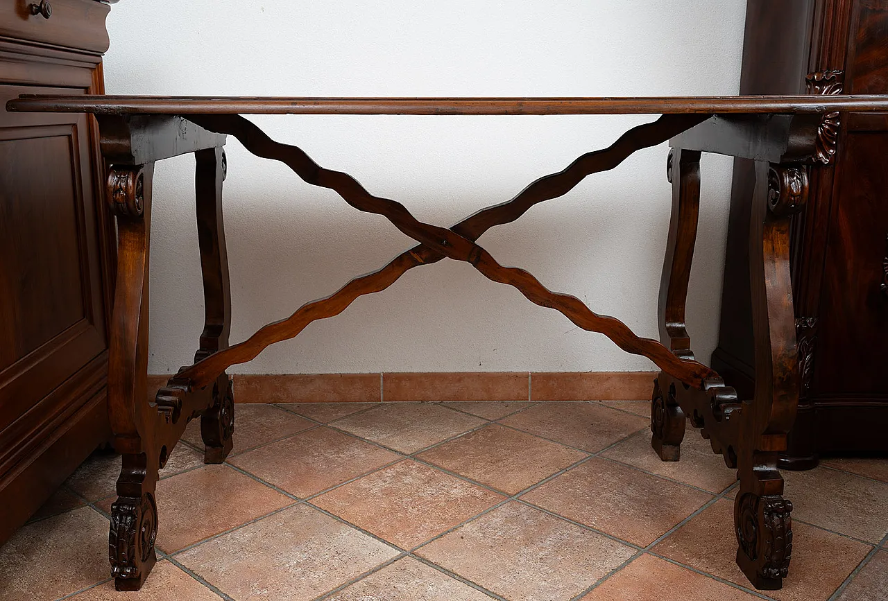Fratino refectory table in solid walnut, Naples, early 19th century. 3