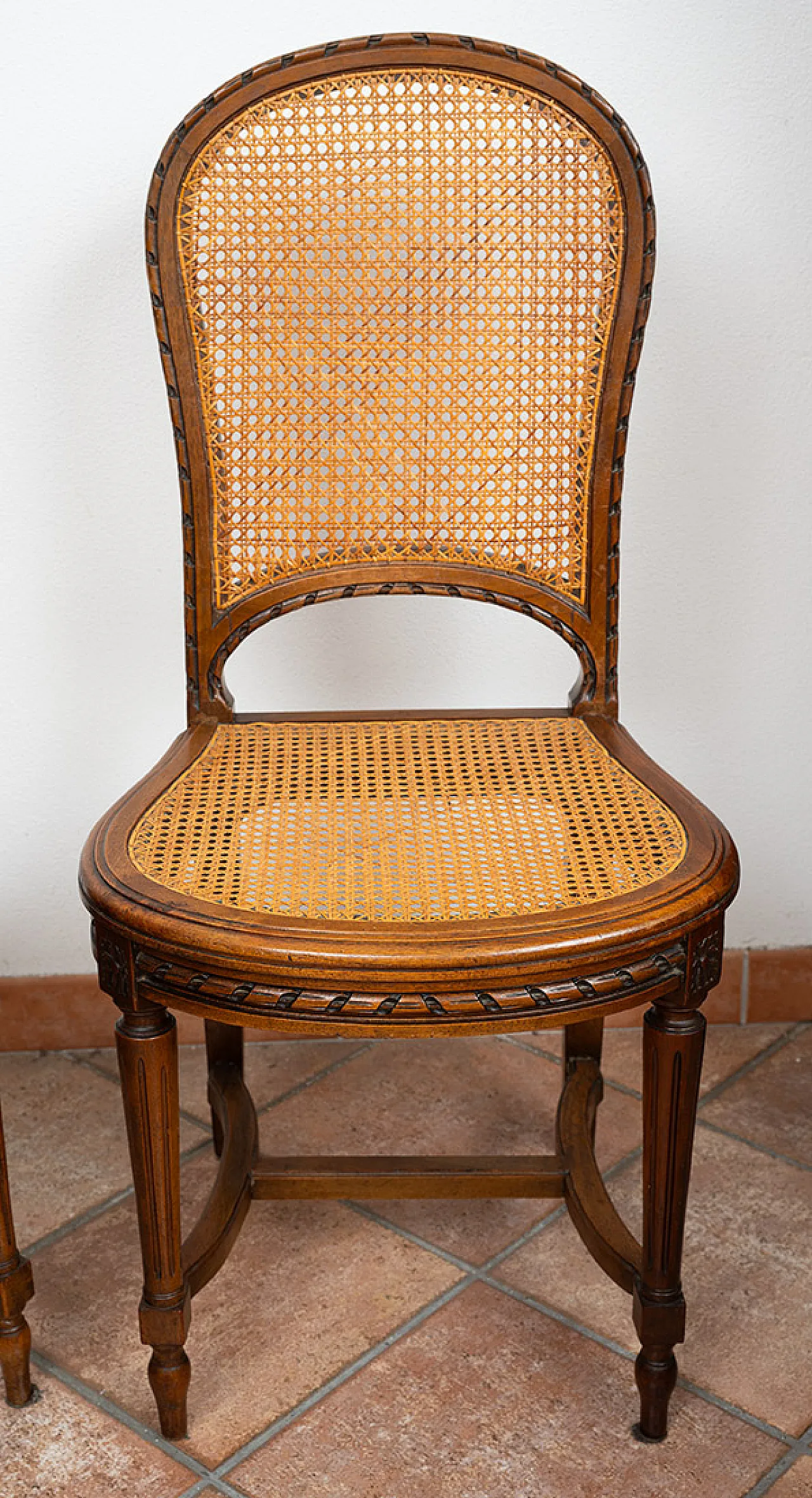 6 Napoleon III chairs in solid walnut and Vienna straw, 19th century 2