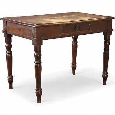 Walnut writing desk with turned legs, 19th century