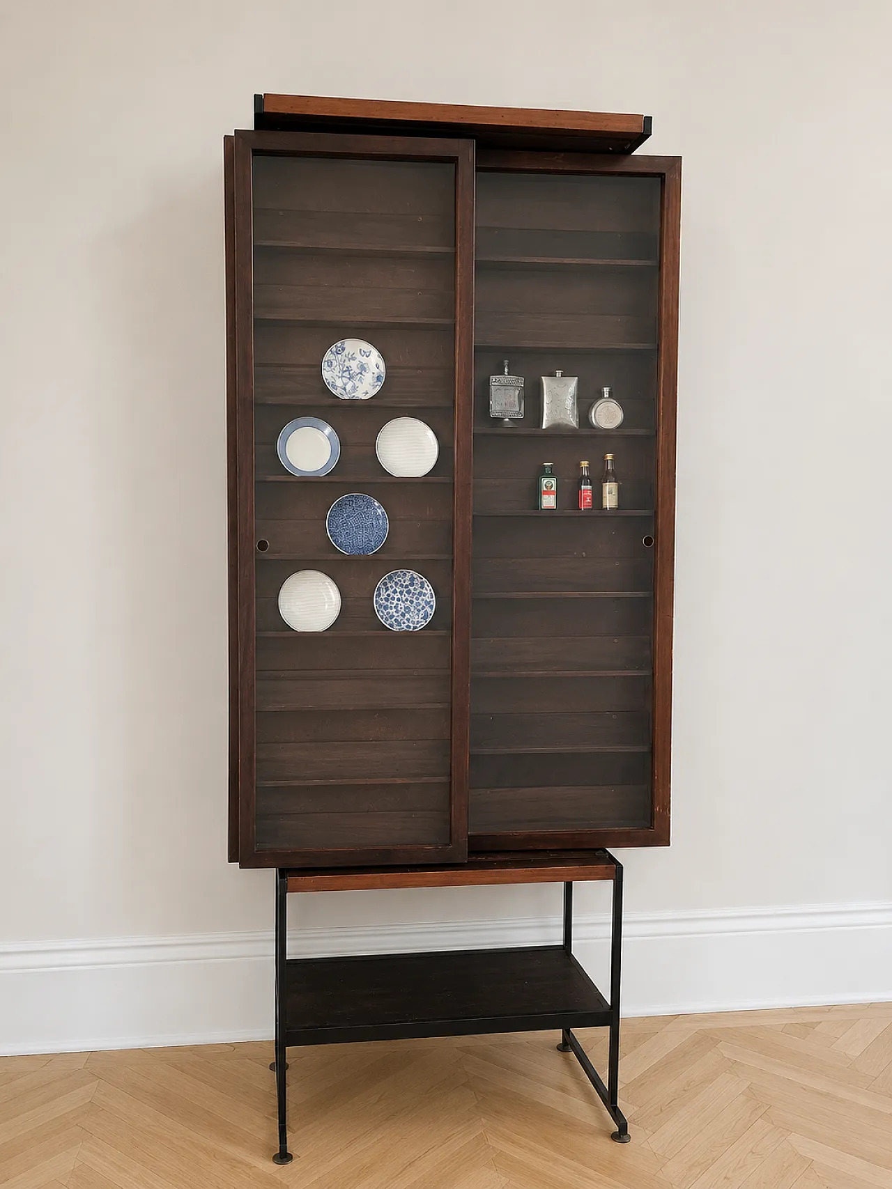 Triple Sliding Glass Display Cabinet – Vintage Pharmacy, 1960s 1