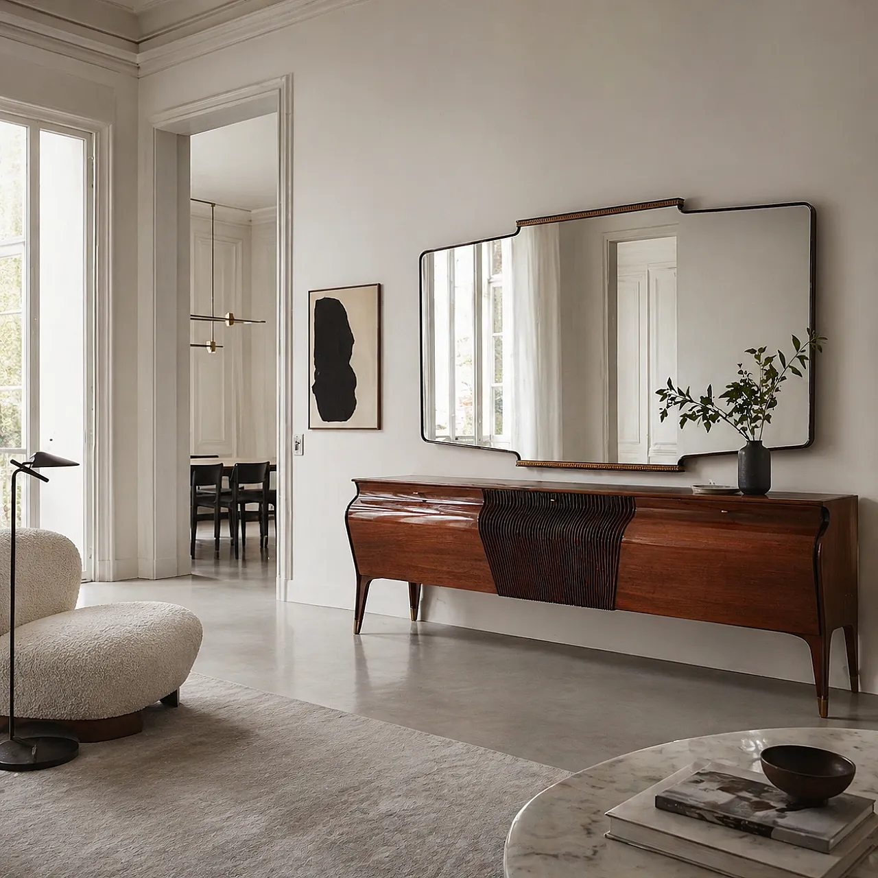 Mid-Century Italian Osvaldo Borsani sideboard with mirror, 40s 23