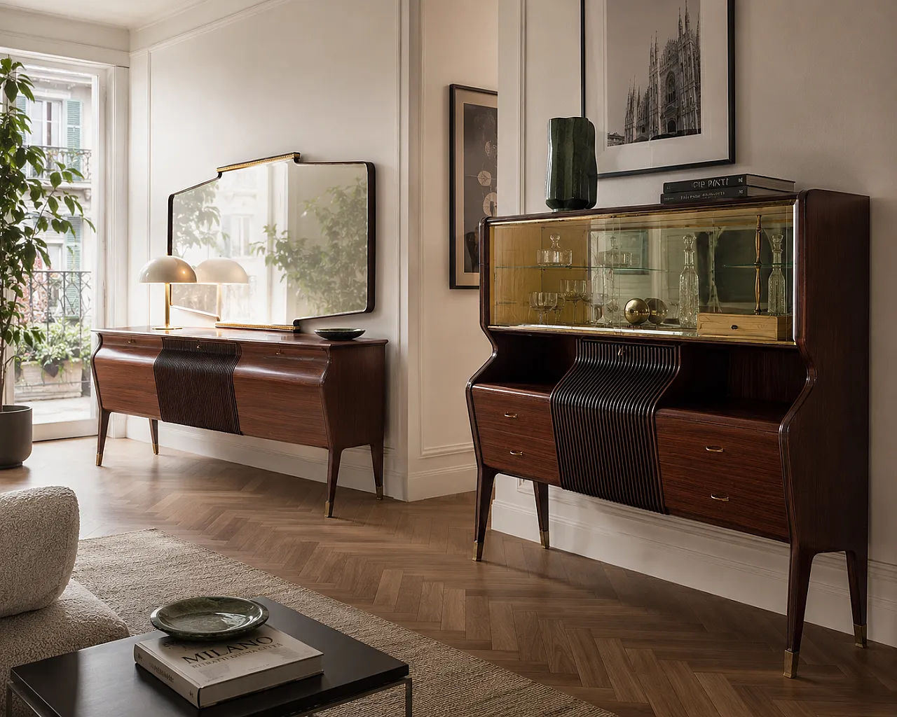 Credenza con vetrina di Osvaldo Borsani, anni '50 12