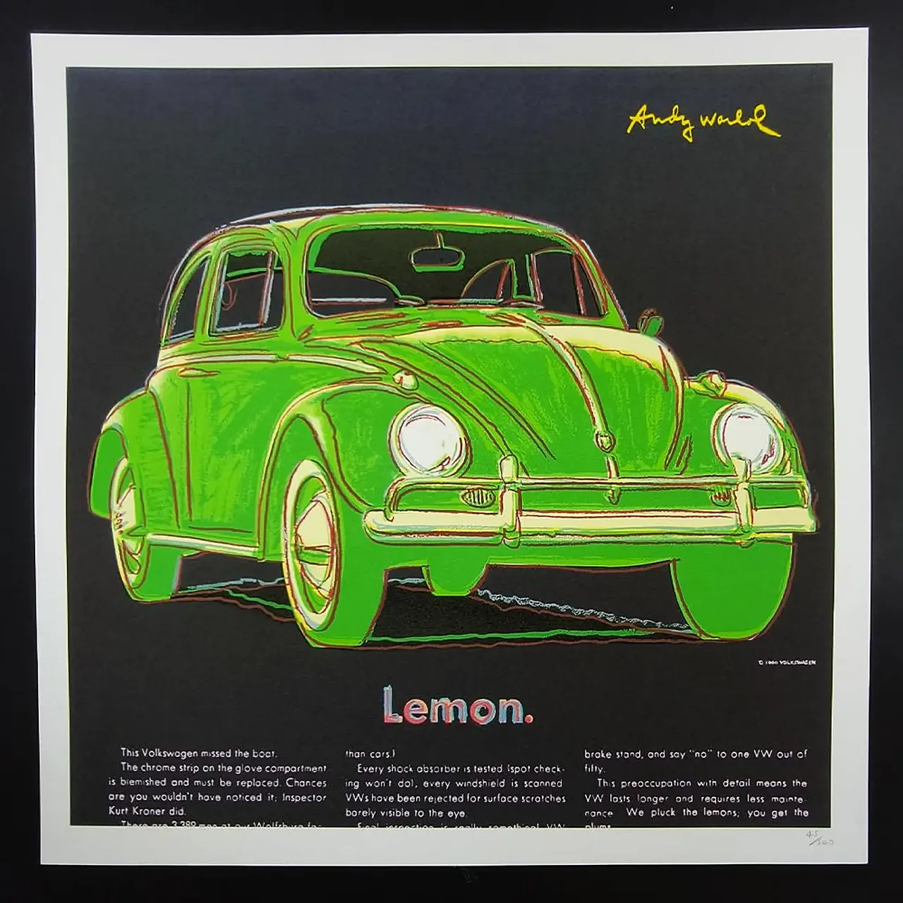Wolkswagen Lemon by Andy Warhol, lithograph by CMOA, 1980s 1
