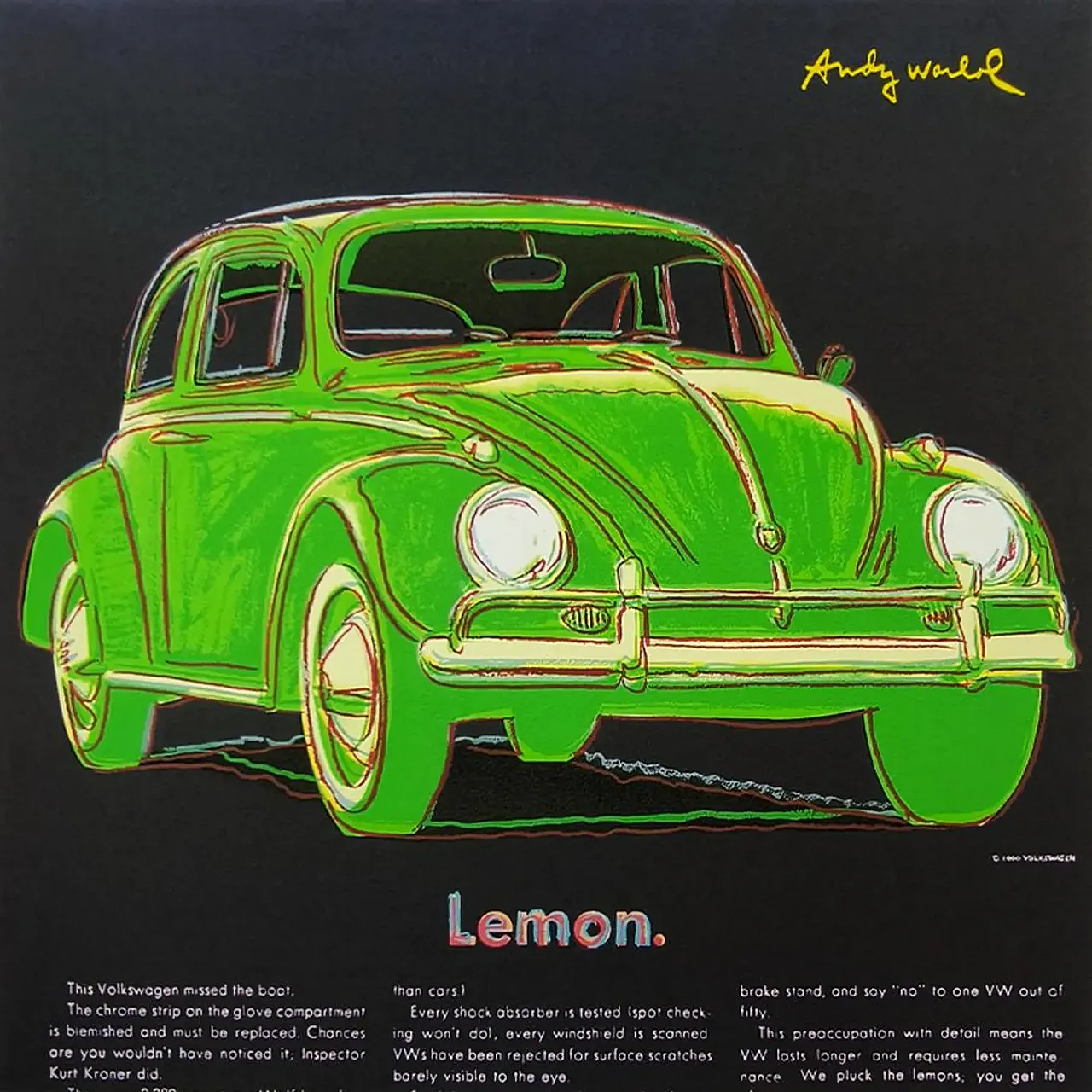 Wolkswagen Lemon by Andy Warhol, lithograph by CMOA, 1980s 2