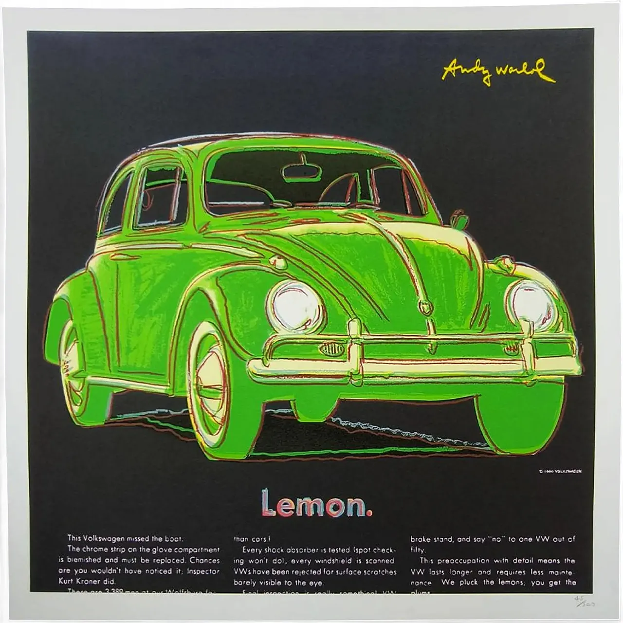 Wolkswagen Lemon by Andy Warhol, lithograph by CMOA, 1980s 8