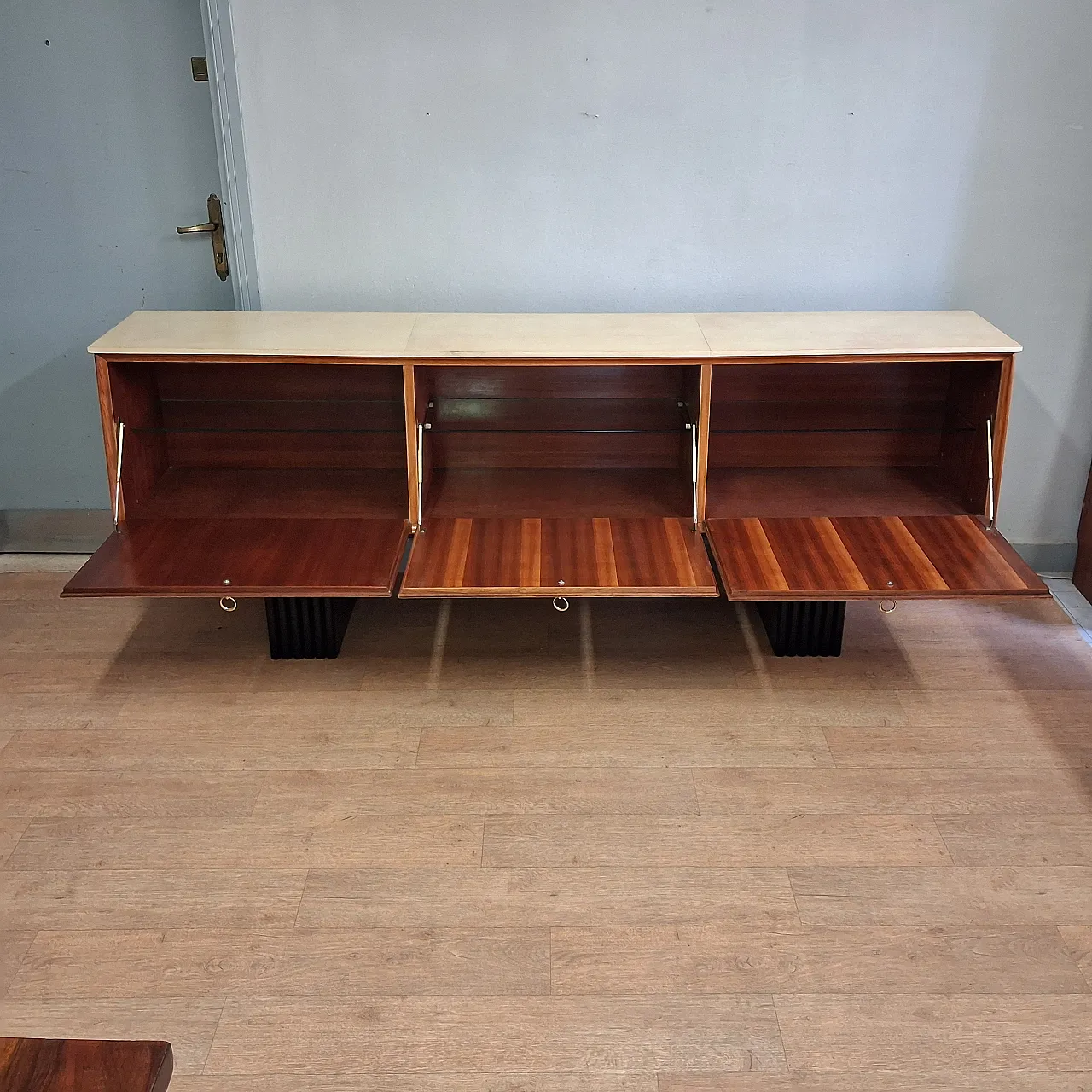 Long sideboard with period print covered in original 1950s parchment 9