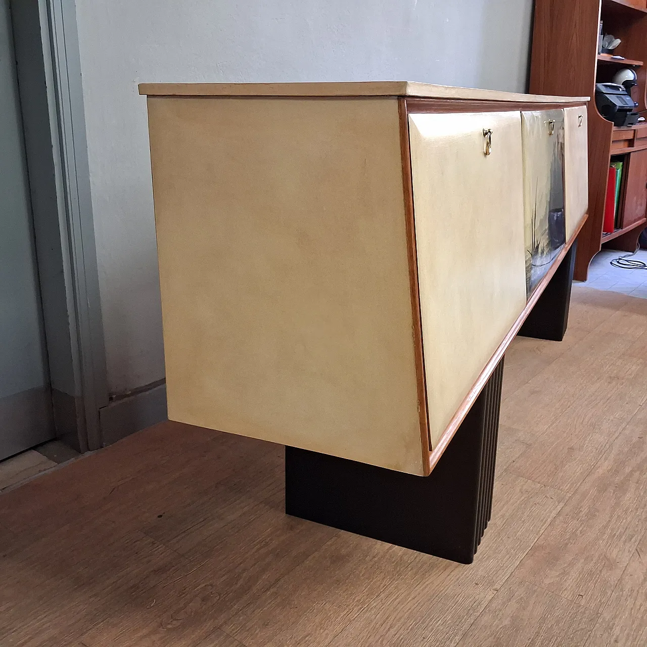 Long sideboard with period print covered in original 1950s parchment 12