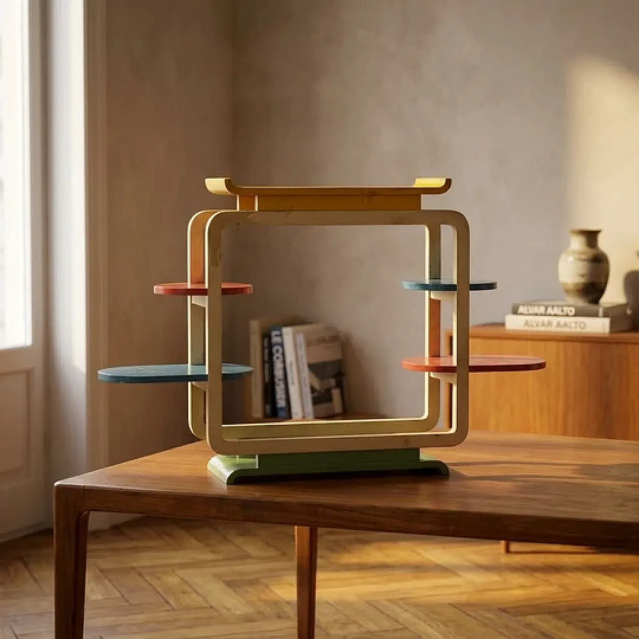 Multicolor tubular steel flower stand, mid-20th century 3