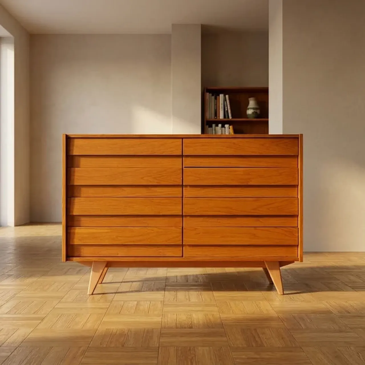 Cassettiera in rovere U-453 di Jiří Jiroutek, anni '60 3