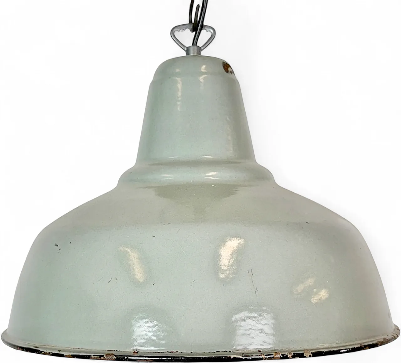 Lampada a sospensione industriale in smalto grigio, anni '60 18