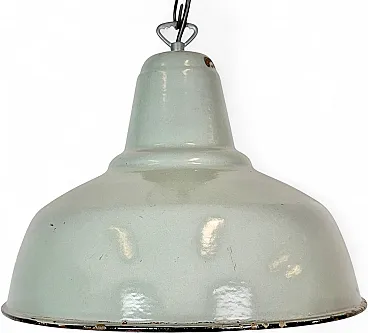 Lampada a sospensione industriale in smalto grigio, anni '60