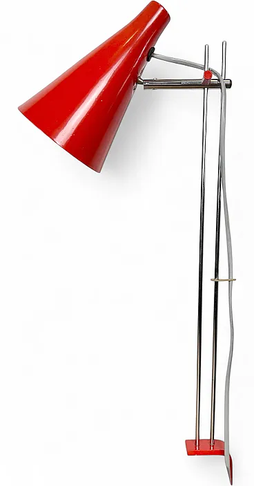 Lampada da tavolo vintage rossa di Josef Hůrka per Lidokov, anni '60
