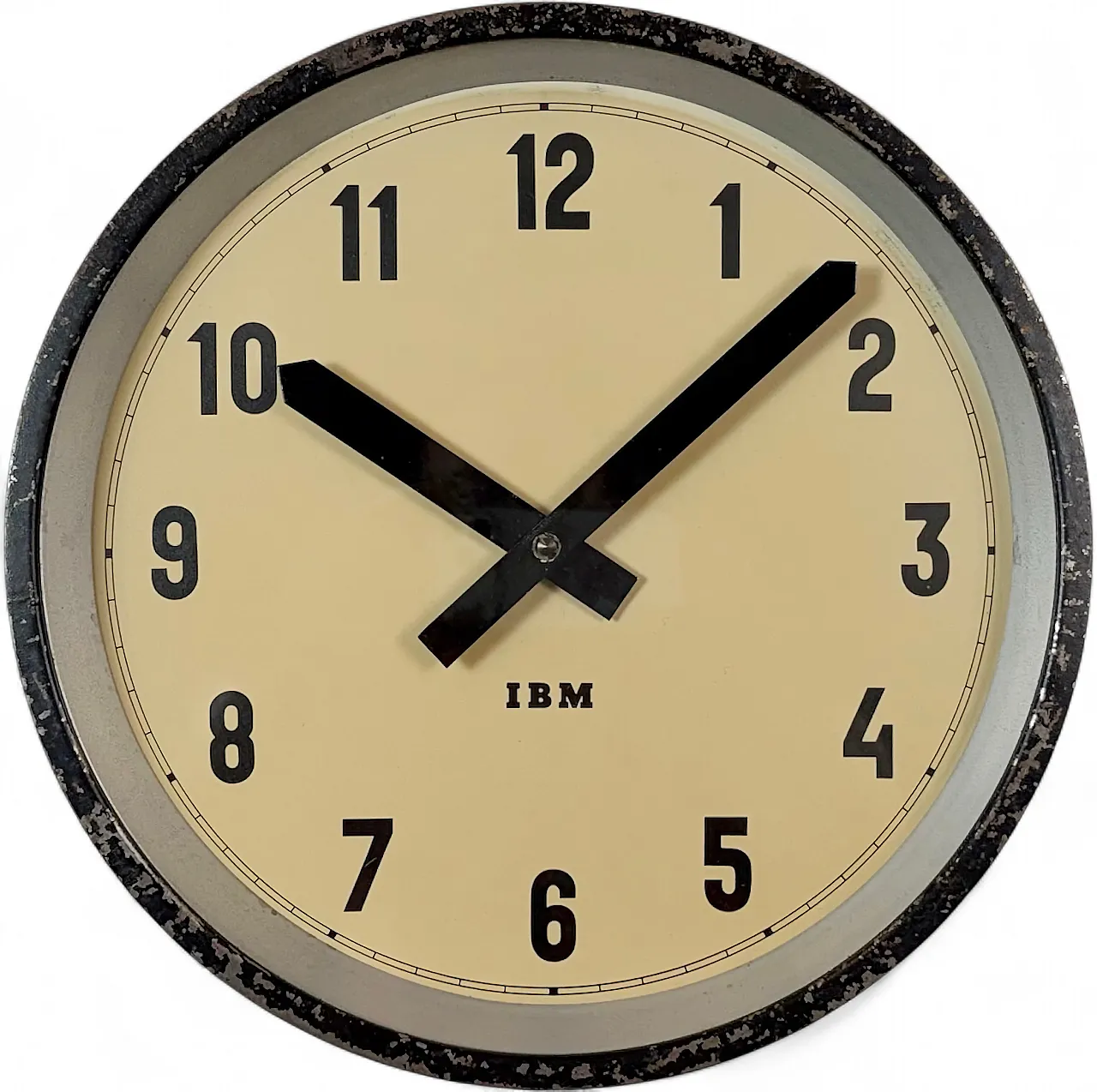 Black Industrial Factory Wall Clock from IBM, 1950s 17